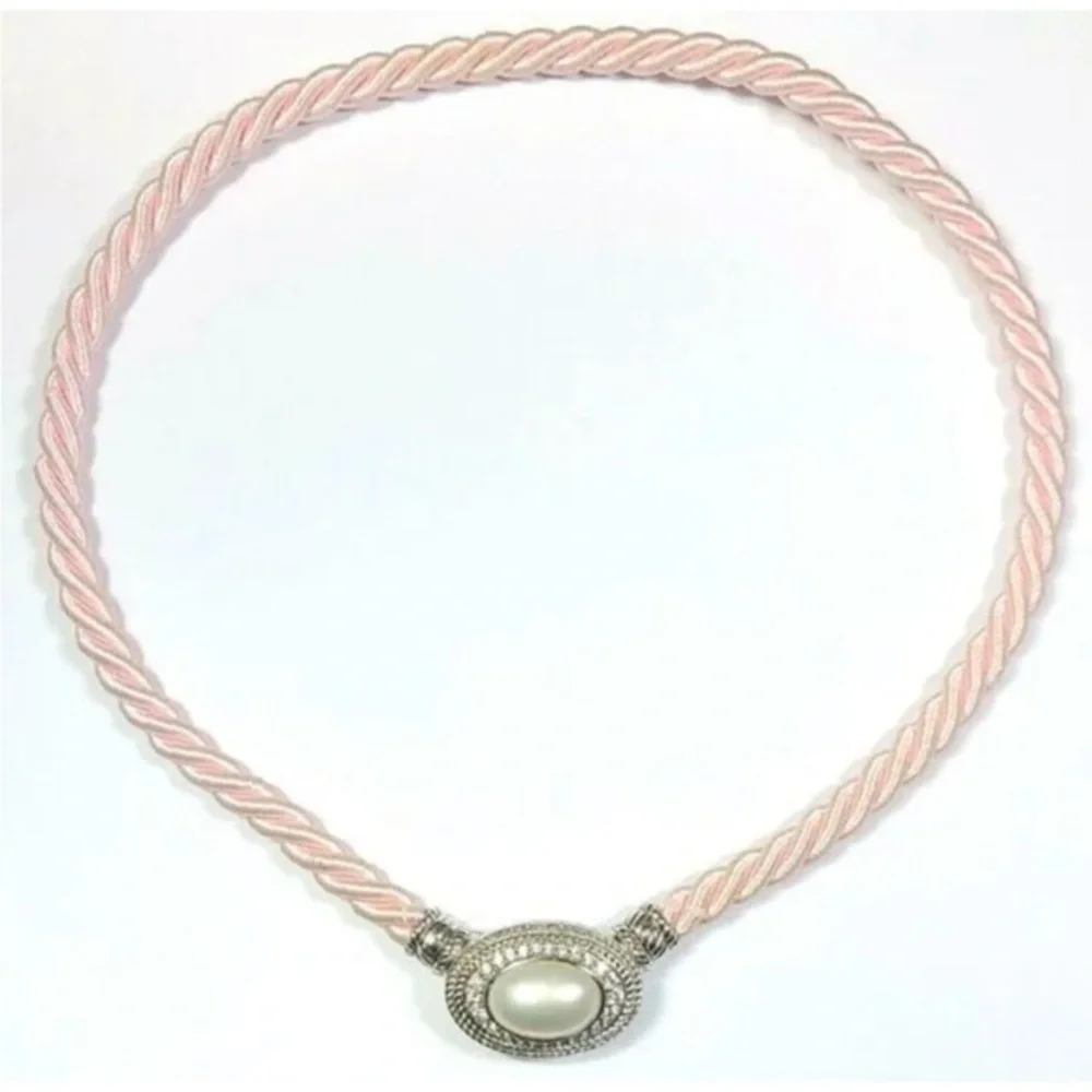 Judith Ripka Mabe Pearl pink corded necklace